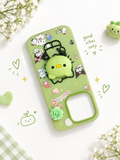 Cute Green 3D Cartoon Character Mobile Back Cover with Rose iPhone 15 pro