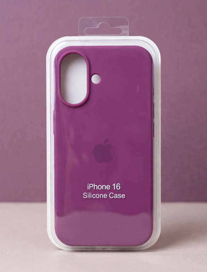 Purple Silicone Back Case Cover for iPhone 16, Slim Lightweight Protective Phone Case